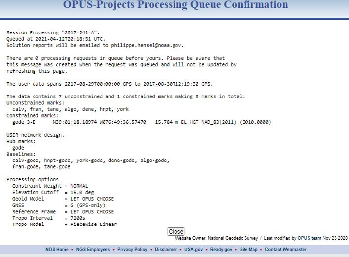 The OP Session Processing confirmation window