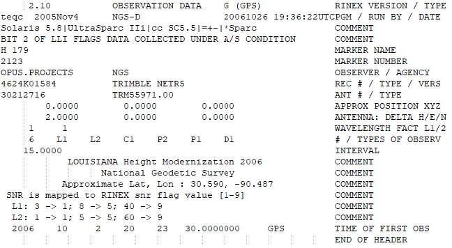 RINEX File Header